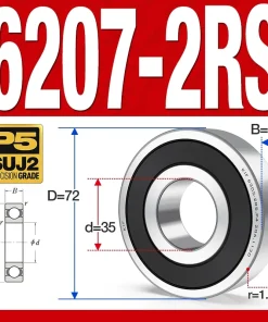 Vòng bi - bạc đạn 6207-2RS (Phớt kim loại - 35*72*17 mm)