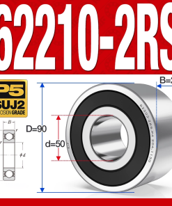 Vòng bi - bạc đạn 62210-2RS (Bi cầu 2 dãy - Phớt cao su - 50*90*23 mm)