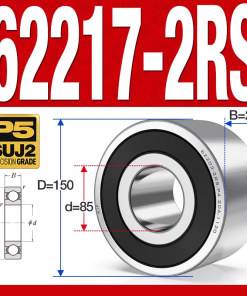 Vòng bi - bạc đạn 62217-2RS (Bi cầu 2 dãy - Phớt cao su - 85*150*28 mm)