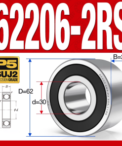 Vòng bi - bạc đạn 62206-2RS (Bi cầu 2 dãy - Phớt cao su - 30*62*20 mm)
