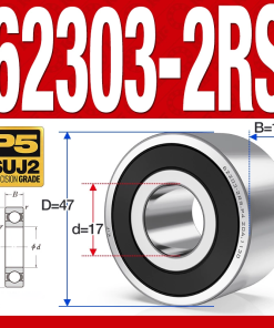 Vòng bi - bạc đạn 62303-2RS (Bi cầu 2 dãy - Phớt cao su - 17*47*19 mm)