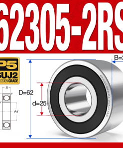 Vòng bi - bạc đạn 62305-2RS (Bi cầu 2 dãy - Phớt cao su - 25*62*24 mm)