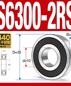 Vòng bi - bạc đạn S6300-2RS  (Tốc độ cao - Inox 440C - phớt cao su - 10*35*11 mm)