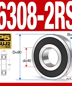 Vòng bi - bạc đạn 6308-2RS  (Phớt cao su -  40*90*23 mm)