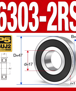 Vòng bi - bạc đạn 6303-2RS  (Phớt cao su -  17*47*14 mm)