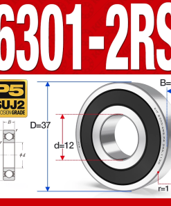 Vòng bi - bạc đạn 6301-2RS  (Phớt cao su -  12*37*12 mm)