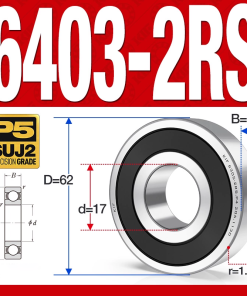 Vòng bi - bạc đạn 6403-2RS  (Phớt cao su - 17*62*17 mm)