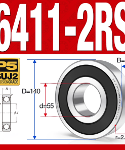 Vòng bi - bạc đạn 6411-2RS  (Phớt cao su - 55*140*33 mm)