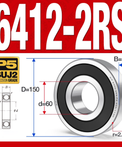 Vòng bi - bạc đạn 6412-2RS  (Phớt cao su - 60*150*35 mm)