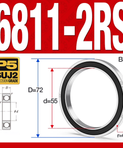 Vòng bi - bạc đạn 6811-2RS  (Phớt cao su -  55*72*9 mm)