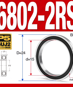 Vòng bi - bạc đạn 6802-2RS  (Phớt cao su -  15*24*5 mm)