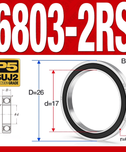 Vòng bi - bạc đạn 6803-2RS  (Phớt cao su -  17*26*5 mm)