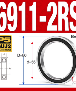 Vòng bi - bạc đạn 6911-2RS  (Phớt cao su - 55*80*13 mm)