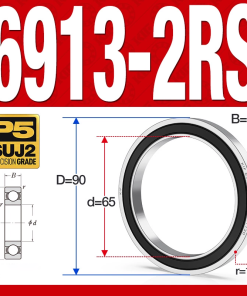 Vòng bi - bạc đạn 6913-2RS  (Phớt cao su - 65*90*13 mm)