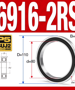 Vòng bi - bạc đạn 6916-2RS  (Phớt cao su - 80*110*16 mm)