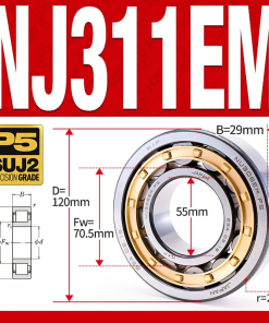 Vòng bi đũa - bạc đạn đũa trụ NJ315EM (Chặn trục 1 chiều - lồng cách bi Đồng - kt 75*160*37 mm)