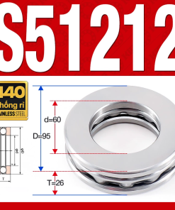 Vòng bi - bạc đạn S51212 (Chặn trục - Inox440C - 60*95*26 mm)