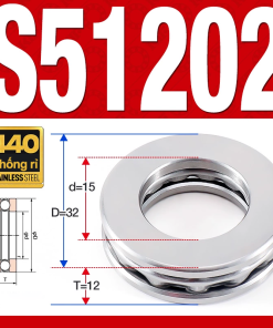 Vòng bi - bạc đạn S51202 (Chặn trục - Inox440C - 15*32*12 mm)