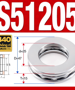 Vòng bi - bạc đạn S51205 (Chặn trục - Inox440C - 25*47*15 mm)