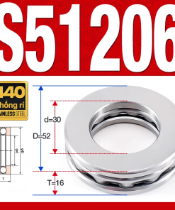 Vòng bi - bạc đạn S51206 (Chặn trục - Inox440C - 30*52*16 mm)