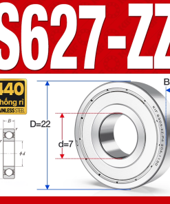 Vòng bi - bạc đạn mini S627-ZZ (Tốc độ cao - Inox 440C - 7*22*7 mm)