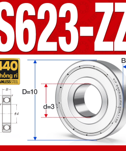 Vòng bi - bạc đạn mini S623-ZZ (Tốc độ cao - Inox 440C - 3*10*4 mm)