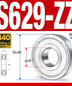 Vòng bi - bạc đạn mini S629-ZZ (Tốc độ cao - Inox 440C - 9*26*8 mm)