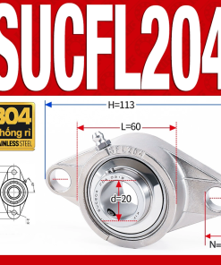 Gối đỡ vòng bi SUCFL204 (Inox 304 - Đường kính trong 20 mm)