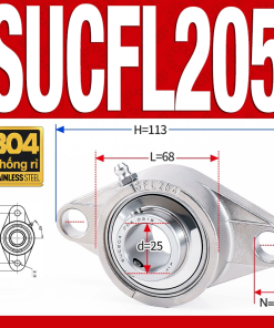 Gối đỡ vòng bi SUCFL205 (Inox 304 - Đường kính trong 25 mm)