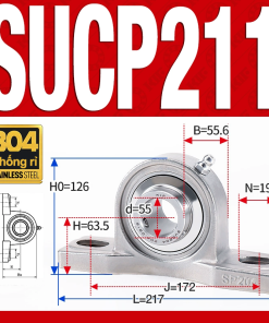 Gối đỡ vòng bi SUCP211 (Inox 304 - Đường kính trong 55 mm)