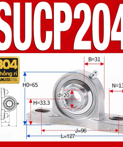 Gối đỡ vòng bi SUCP204 (Inox 304 - Đường kính trong 20 mm)