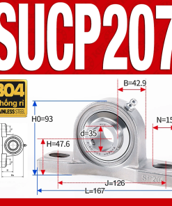 Gối đỡ vòng bi SUCP207 (Inox 304 - Đường kính trong 35 mm)