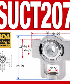 Gối đỡ vòng bi SUCT207 (Inox 304 - Đường kính trong 35 mm)