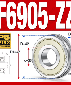 Vòng bi - bạc đạn  F6905-ZZ  (Mặt bích - phớt kim loại -  25*42*9 mm)