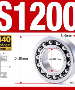Vòng bi - bạc đạn tự lựa S1200 (Chống ăn mòn - Inox 404C -  10*30*9 mm)
