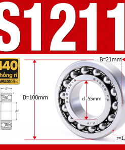 Vòng bi - bạc đạn tự lựa S1211 (Chống ăn mòn - Inox 404C -  55*100*21 mm)