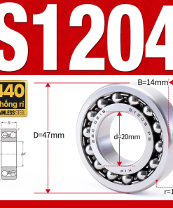 Vòng bi - bạc đạn tự lựa S1204 (Chống ăn mòn - Inox 404C - 20*47*14 mm)