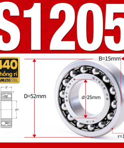 Vòng bi - bạc đạn tự lựa S1205 (Chống ăn mòn - Inox 404C - 25*52*15 mm)