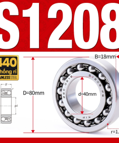 Vòng bi - bạc đạn tự lựa S1208 (Chống ăn mòn - Inox 404C - 40*80*18 mm)