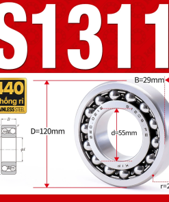 Vòng bi - bạc đạn tự lựa S1311 (Chống ăn mòn - Inox 404C - 55*120*29 mm)