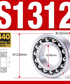 Vòng bi - bạc đạn tự lựa S1312 (Chống ăn mòn - Inox 404C - 60*130*31 mm)