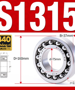 Vòng bi - bạc đạn tự lựa S1315 (Chống ăn mòn - Inox 404C - 75*160*37 mm)