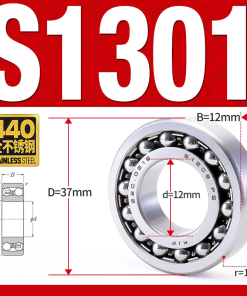 Vòng bi - bạc đạn tự lựa S1301 (Chống ăn mòn - Inox 404C - 12*37*12 mm)