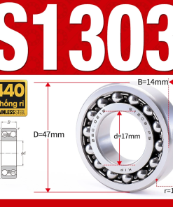 Vòng bi - bạc đạn tự lựa S1303 (Chống ăn mòn - Inox 404C - 17*47*14 mm)