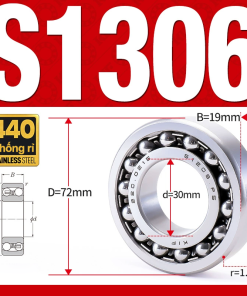 Vòng bi - bạc đạn tự lựa S1306 (Chống ăn mòn - Inox 404C - 30*72*19 mm)