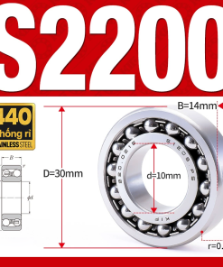 Vòng bi - bạc đạn tự lựa S2200 (Chống ăn mòn - Inox 404C - 10*30*14 mm)