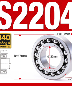Vòng bi - bạc đạn tự lựa S2204 (Chống ăn mòn - Inox 404C - 20*47*18 mm)