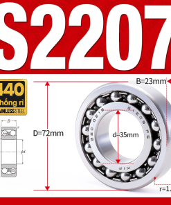 Vòng bi - bạc đạn tự lựa S2207 (Chống ăn mòn - Inox 404C - 35*72*23 mm)
