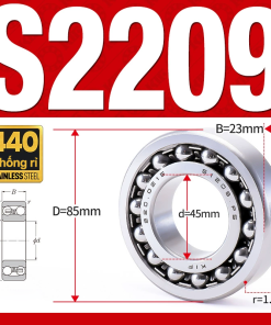 Vòng bi - bạc đạn tự lựa S2209 (Chống ăn mòn - Inox 404C - 45*85*23 mm)
