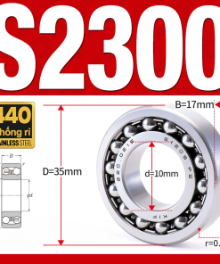 Vòng bi - bạc đạn tự lựa S2300 (Chống ăn mòn - Inox 404C - 10*35*17 mm)